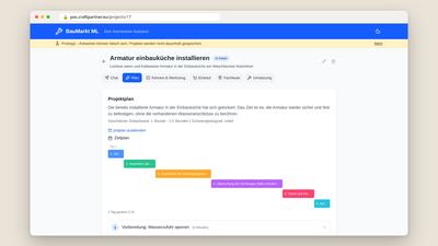 Der Prototyp: Projektplan mit Zeitplan für eine Küchenarmatur